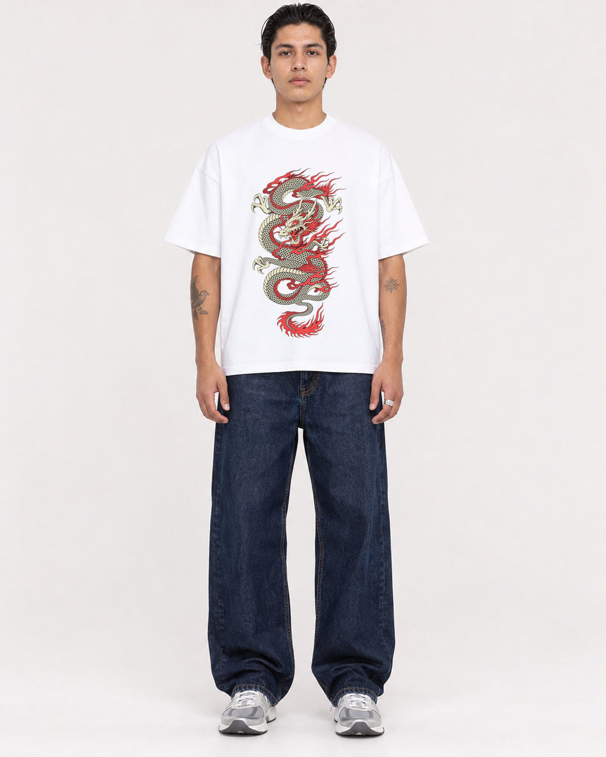 Mockup Boxy Heavyweight Tee White male full-body 36
