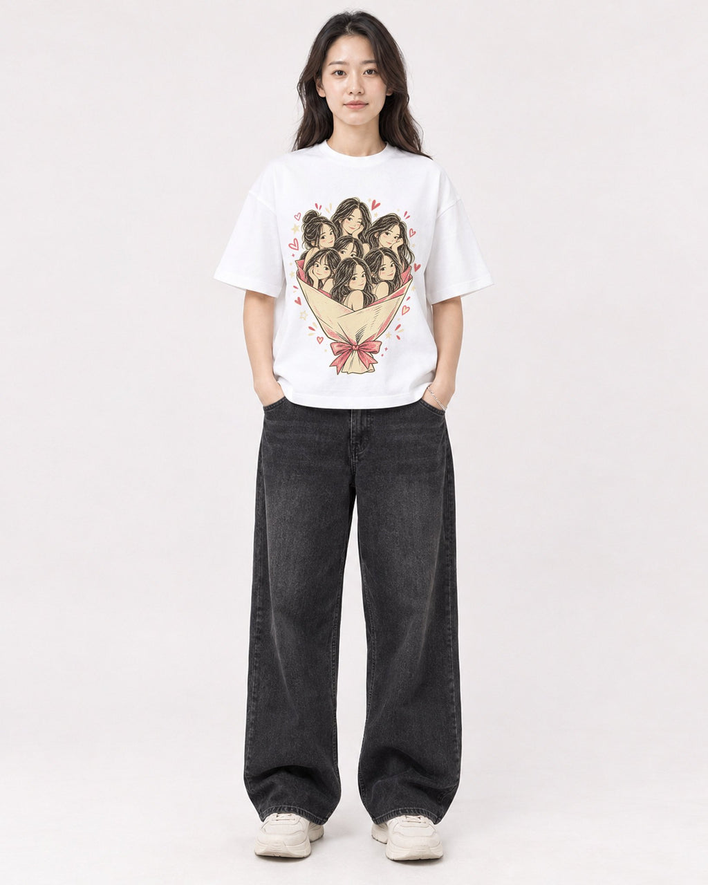 Mockup Boxy Heavyweight Tee White female full-body 03