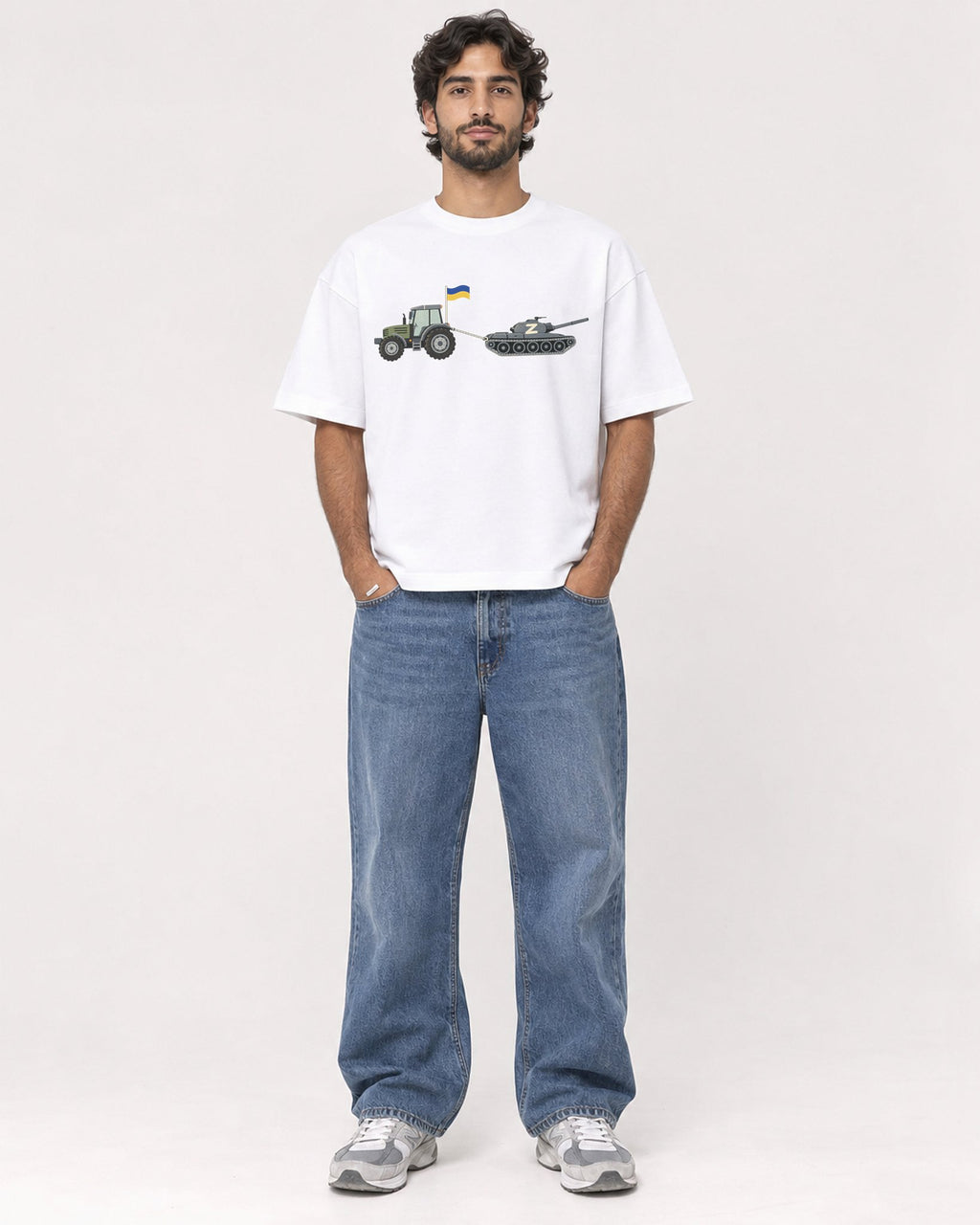 Mockup Boxy Heavyweight Tee White male full-body 17