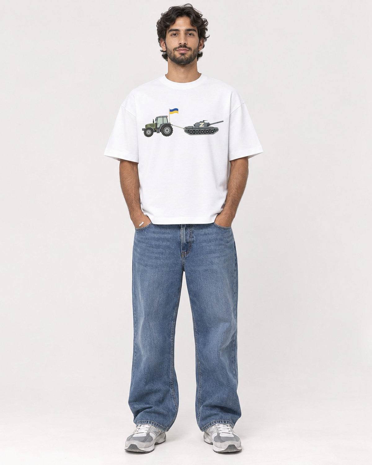 Mockup Boxy Heavyweight Tee White male full-body 17