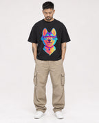 Mockup Boxy Heavyweight Tee Black male full-body 12
