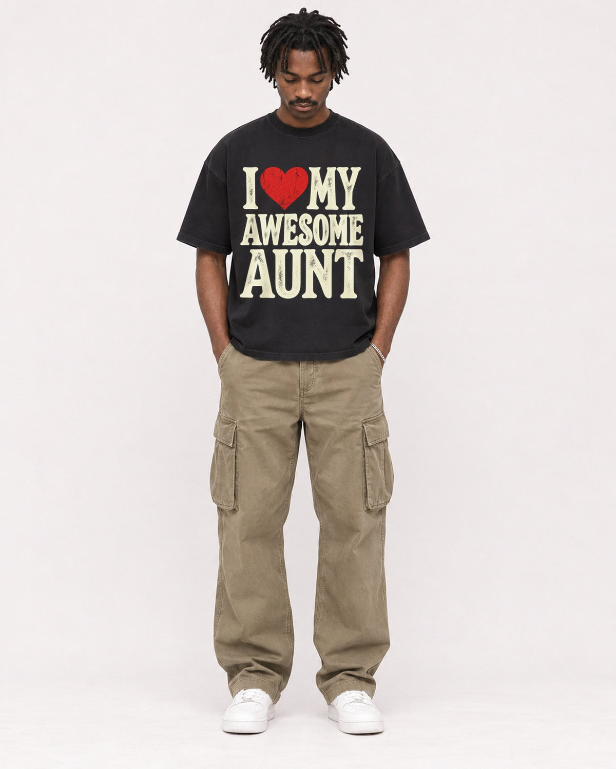 Mockup Boxy Heavyweight Tee Black male full-body 04