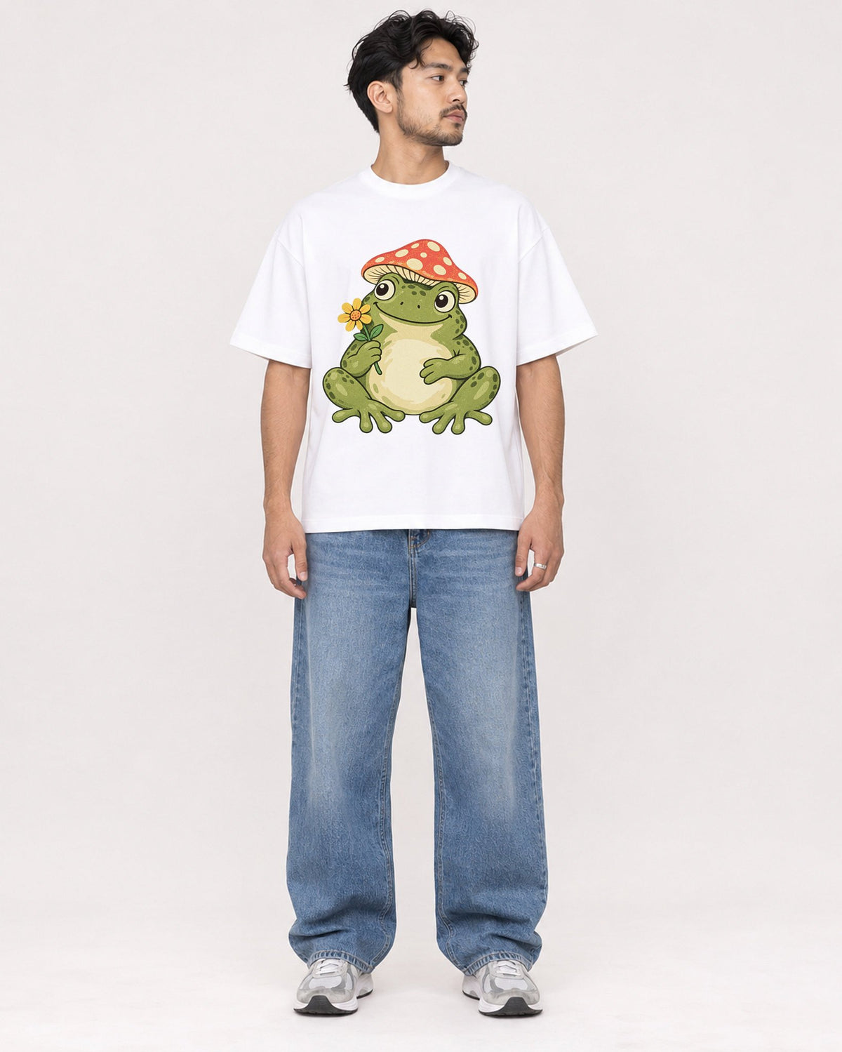 Mockup Boxy Heavyweight Tee White male full-body 02