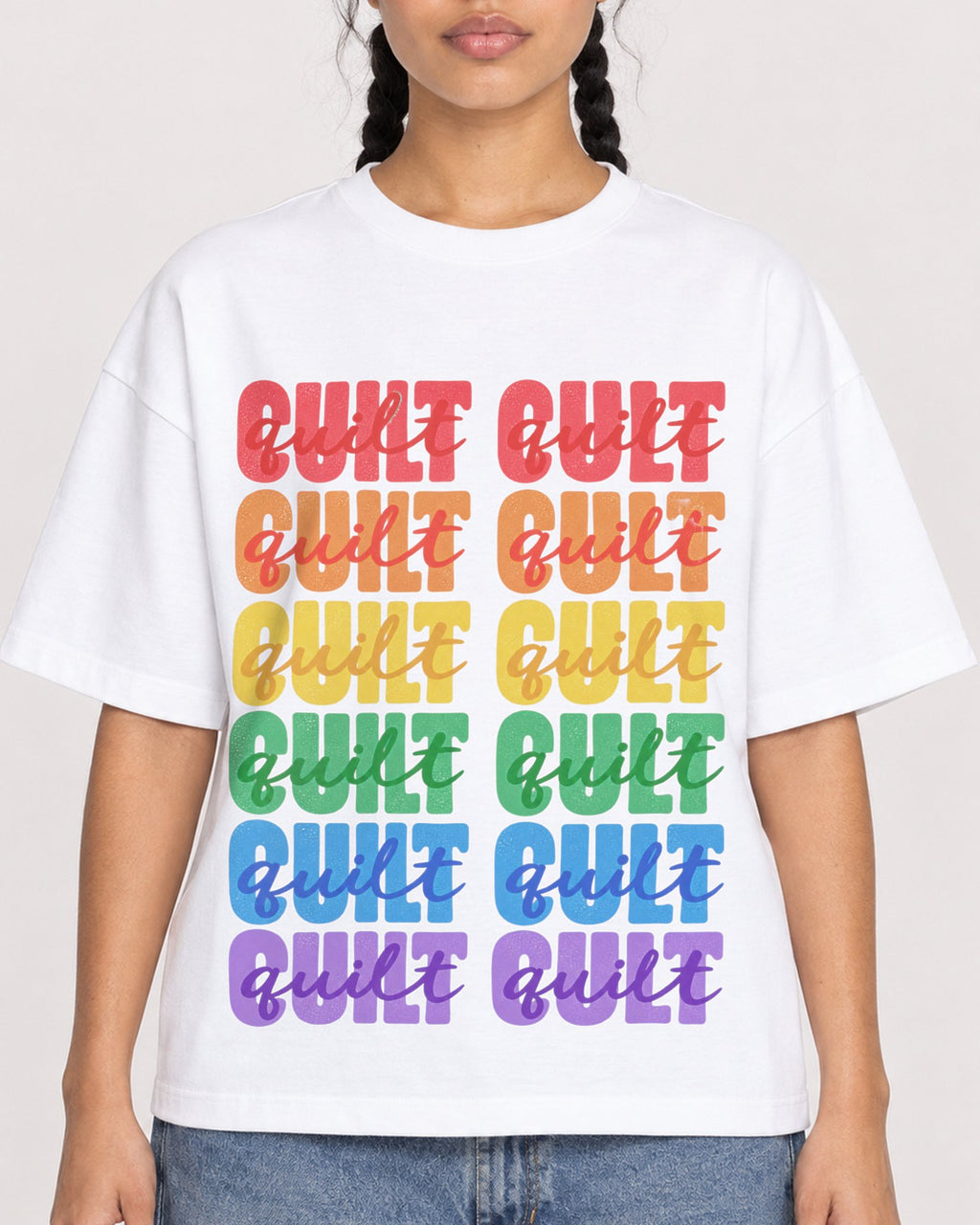 Mockup Boxy Heavyweight Tee White female close-up 50