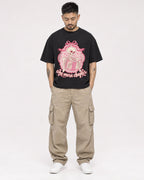 Mockup Boxy Heavyweight Tee Black male full-body 12
