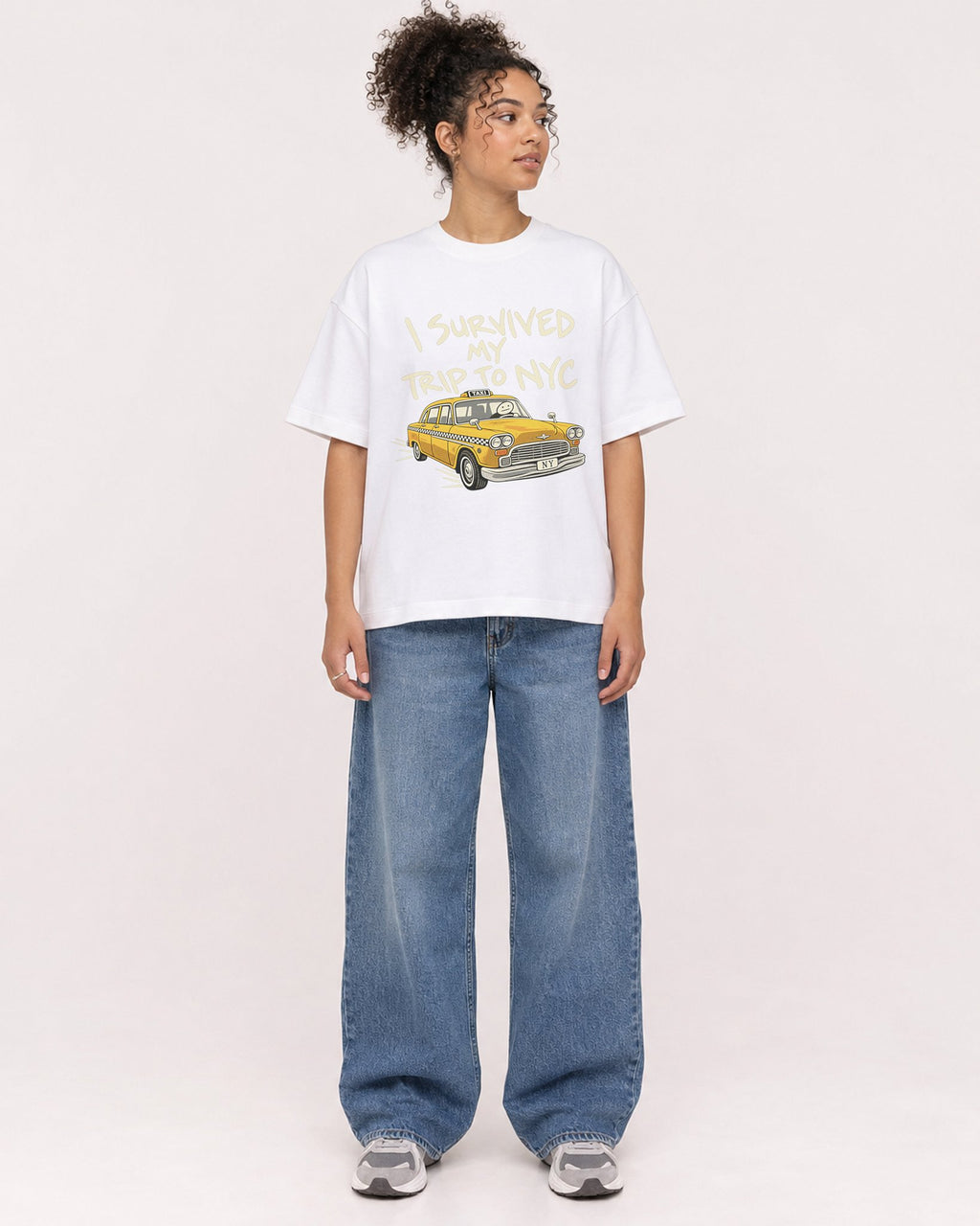 Mockup Boxy Heavyweight Tee White female full-body 20