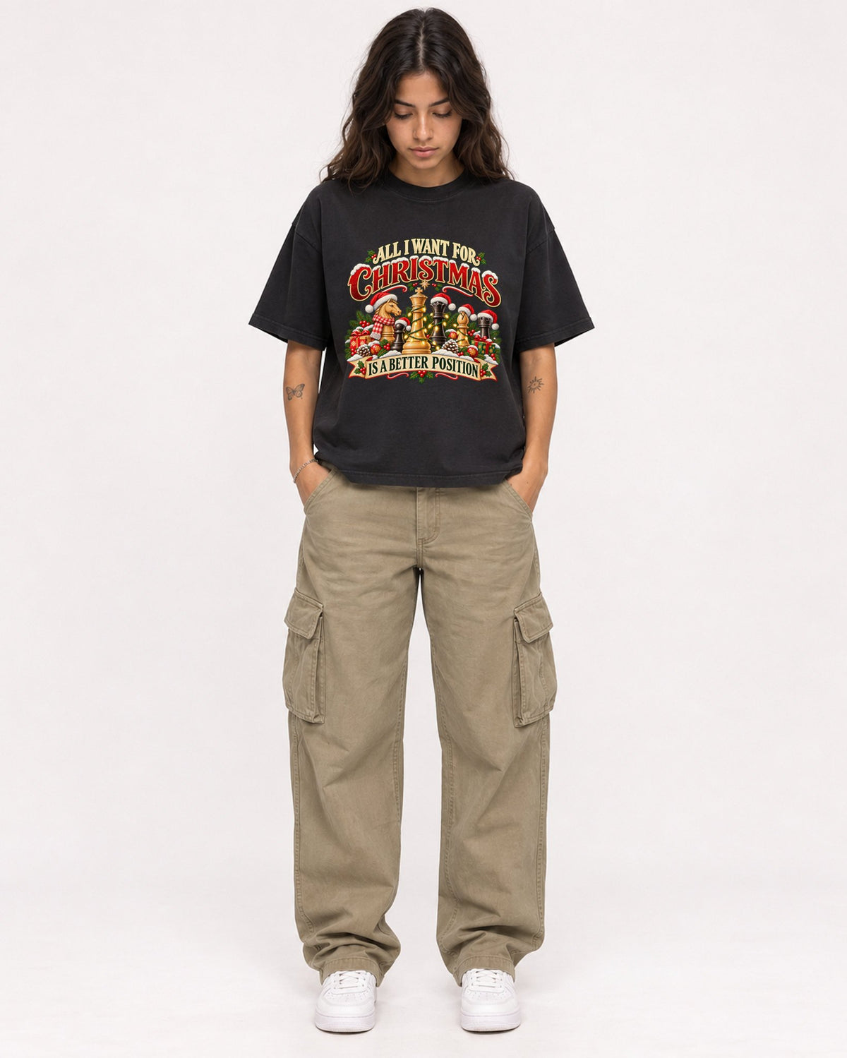 Mockup Boxy Heavyweight Tee Black female full-body 06