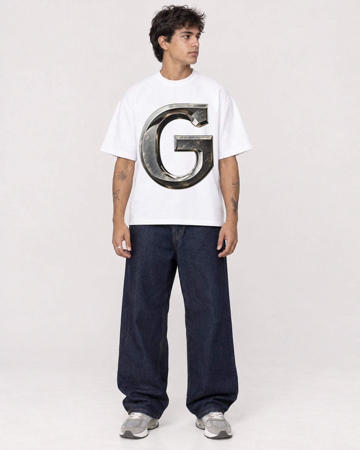 Mockup Boxy Heavyweight Tee White male full-body 06