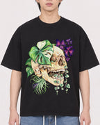 Mockup Boxy Heavyweight Tee Black male close-up 11