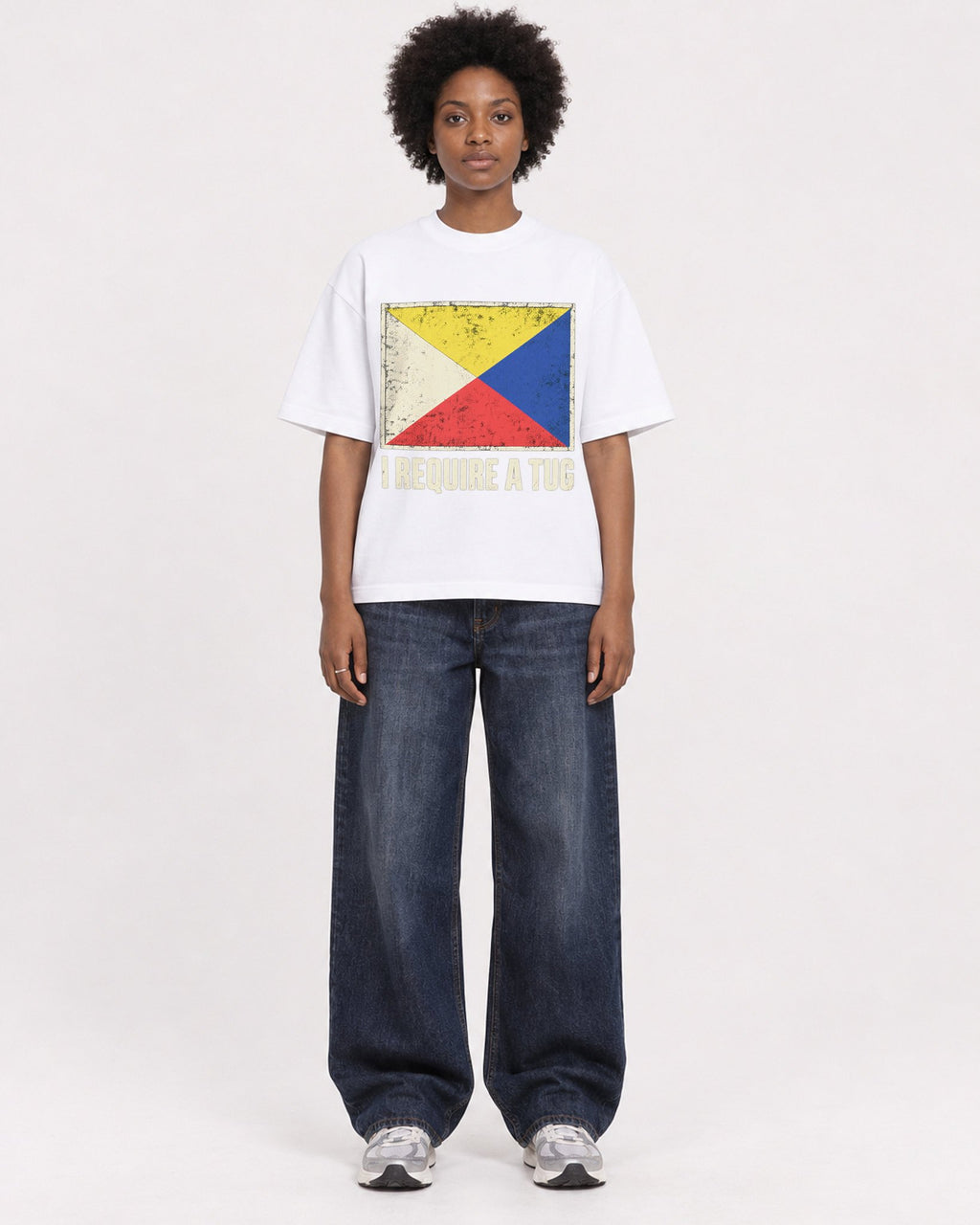 Mockup Boxy Heavyweight Tee White female full-body 14