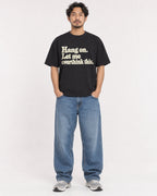 Mockup Boxy Heavyweight Tee Black male full-body 02
