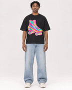 Mockup Boxy Heavyweight Tee Black male full-body 05