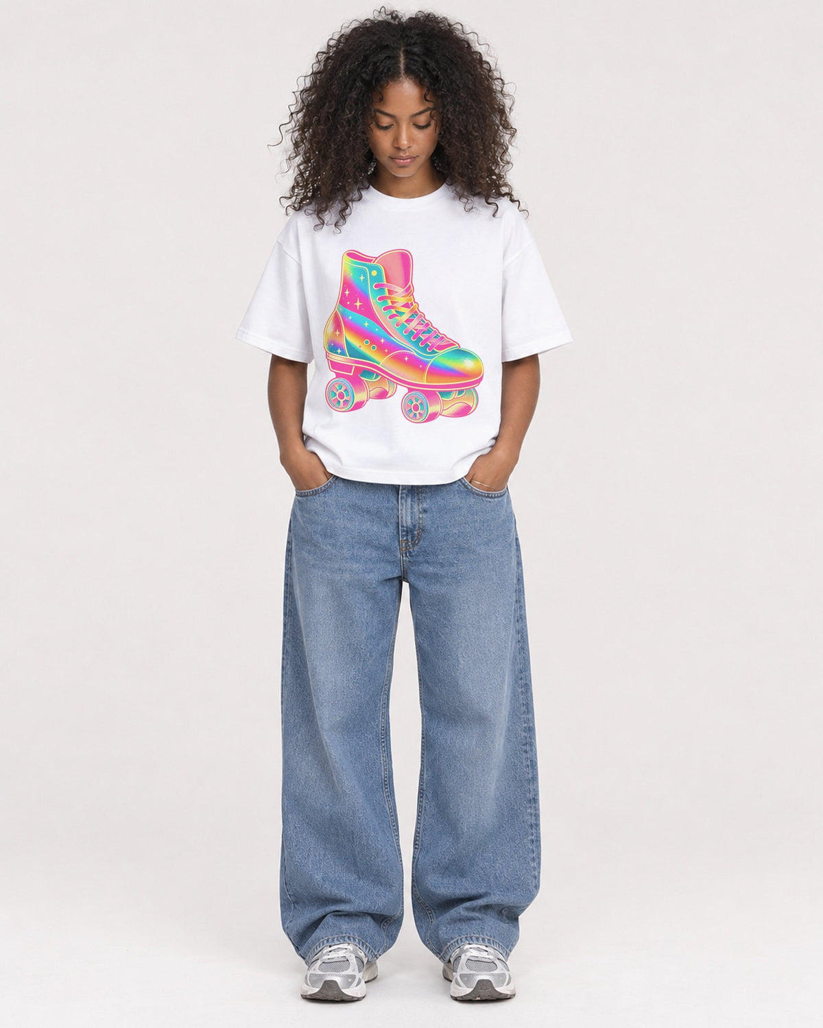 Mockup Boxy Heavyweight Tee White female full-body 05
