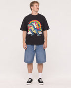 Mockup Boxy Heavyweight Tee Black male full-body 19