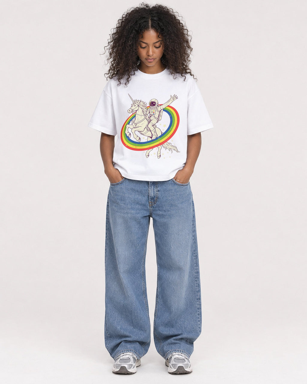 Mockup Boxy Heavyweight Tee White female full-body 05