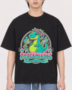 Mockup Boxy Heavyweight Tee Black male close-up 11