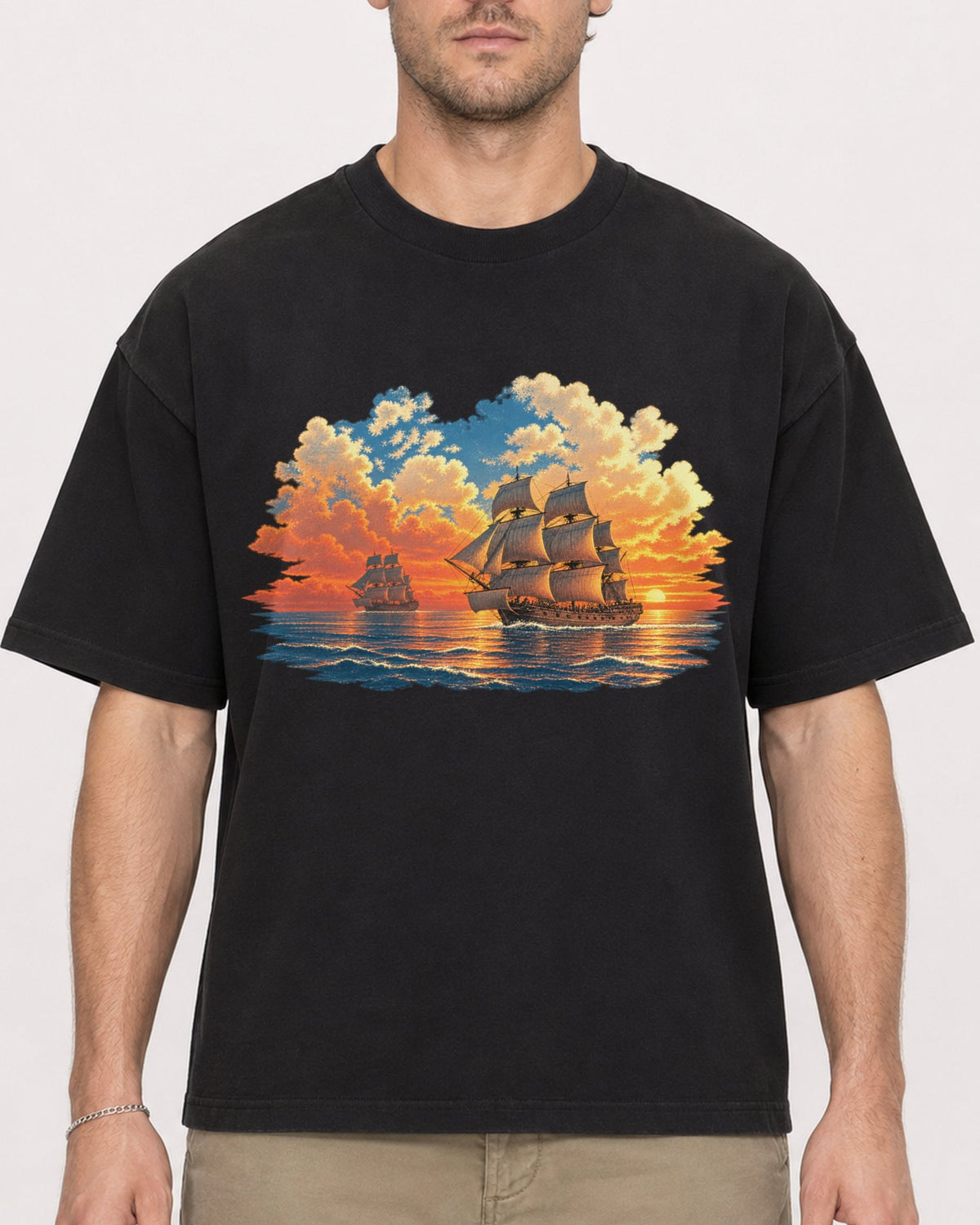 Mockup Boxy Heavyweight Tee Black male close-up 08