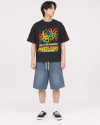 Mockup Boxy Heavyweight Tee Black male full-body 11