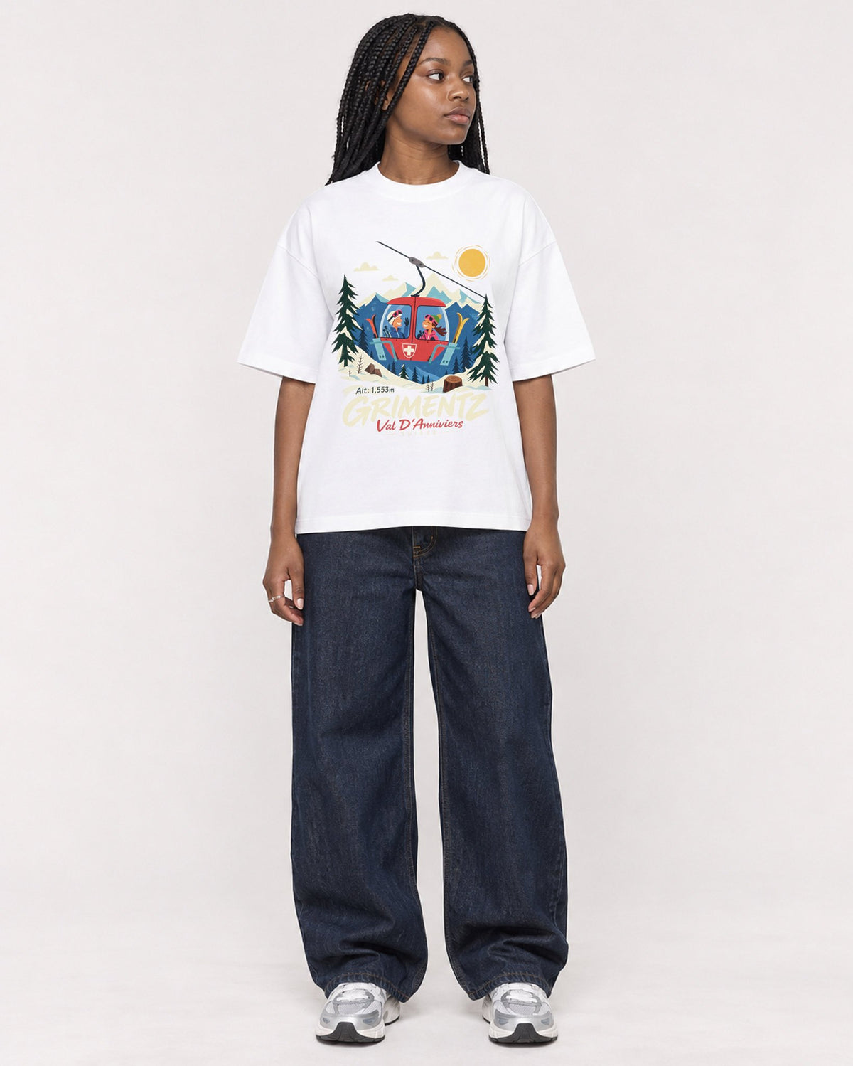 Mockup Boxy Heavyweight Tee White female full-body 04