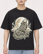 Mockup Boxy Heavyweight Tee Black male close-up 01