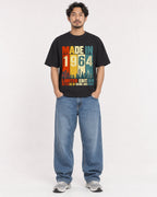 Mockup Boxy Heavyweight Tee Black male full-body 02