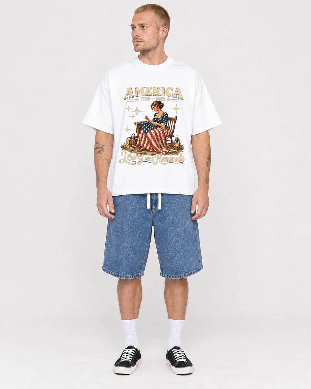 Mockup Boxy Heavyweight Tee White male full-body 18