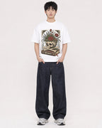 Mockup Boxy Heavyweight Tee White male full-body 01