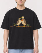 Mockup Boxy Heavyweight Tee Black male close-up 13