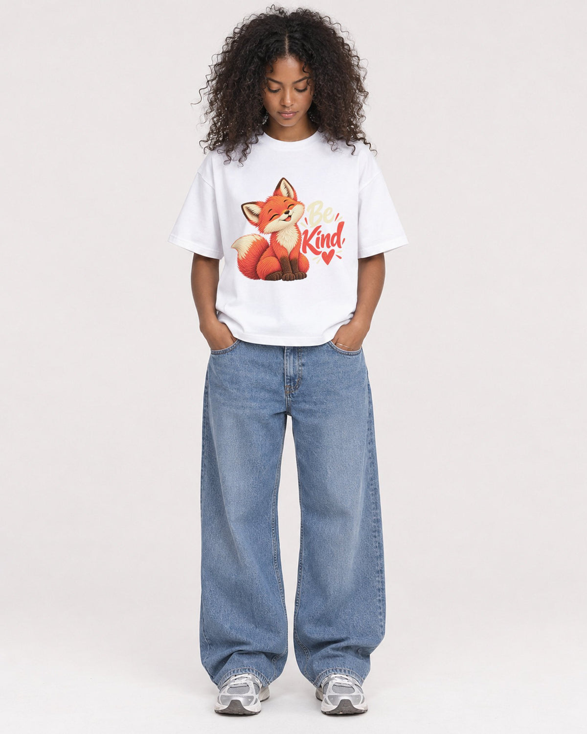 Mockup Boxy Heavyweight Tee White female full-body 05