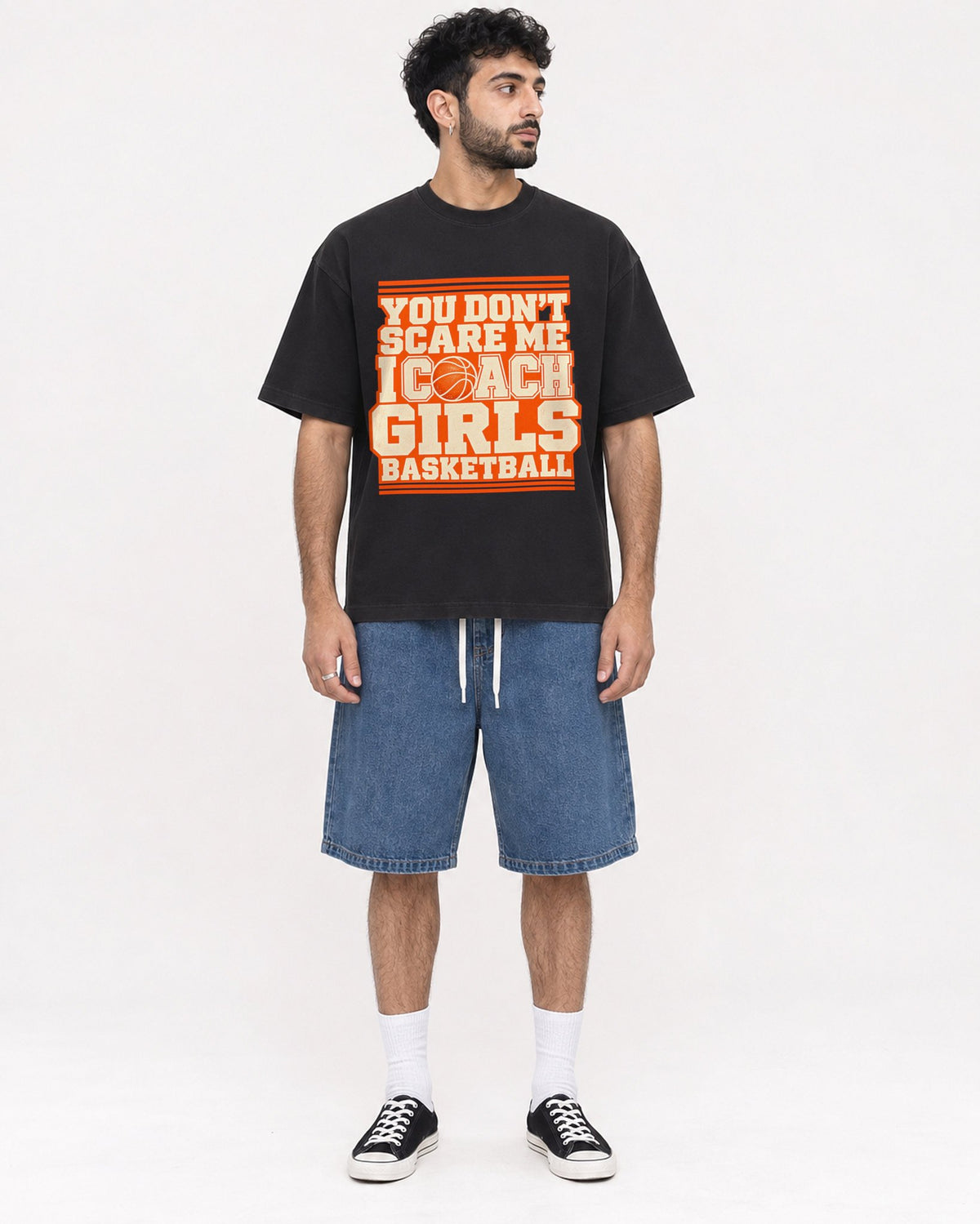 Mockup Boxy Heavyweight Tee Black male full-body 07