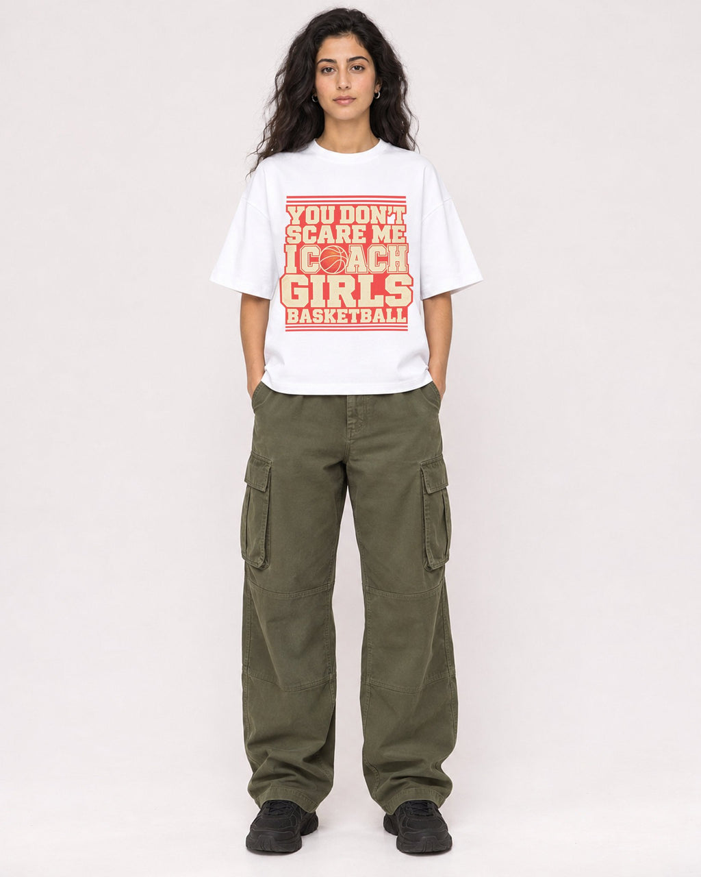 Mockup Boxy Heavyweight Tee White female full-body 07