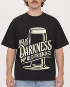 Mockup Boxy Heavyweight Tee Black male close-up 09