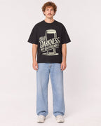 Mockup Boxy Heavyweight Tee Black male full-body 09