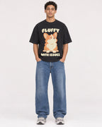 Mockup Boxy Heavyweight Tee Black male full-body 10