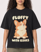 Mockup Boxy Heavyweight Tee Black female close-up 10
