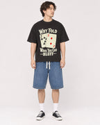 Mockup Boxy Heavyweight Tee Black male full-body 03