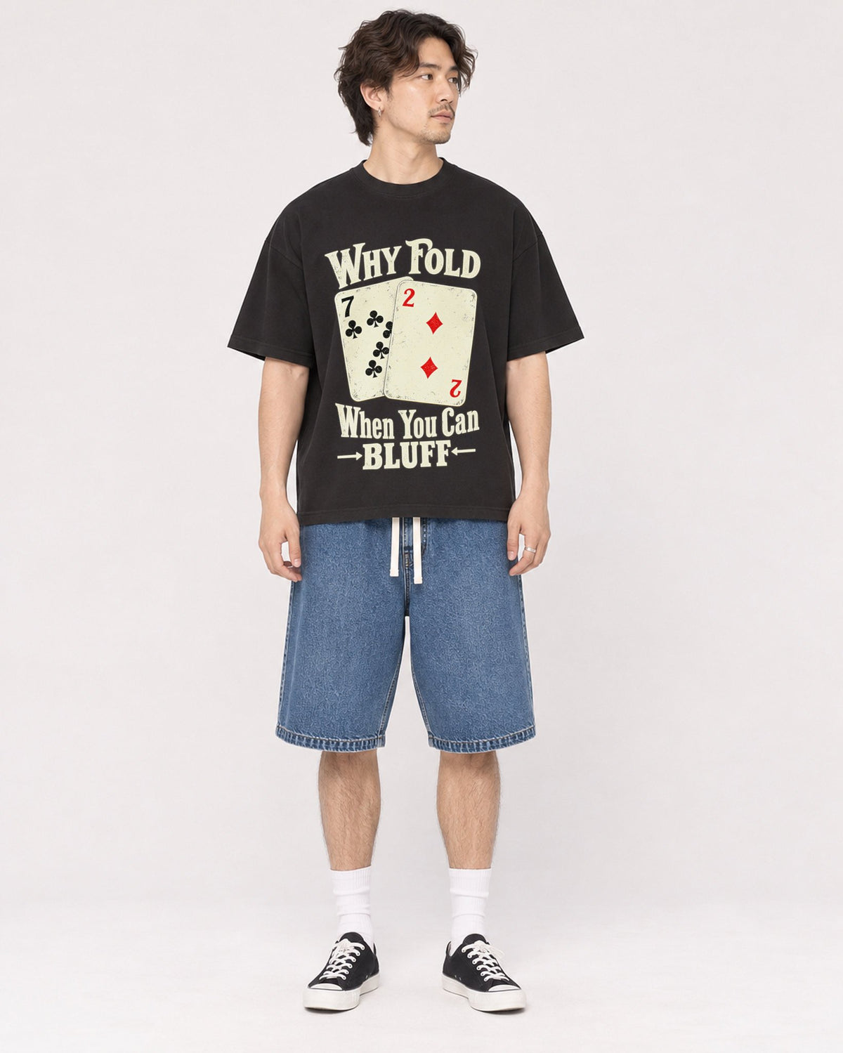 Mockup Boxy Heavyweight Tee Black male full-body 03