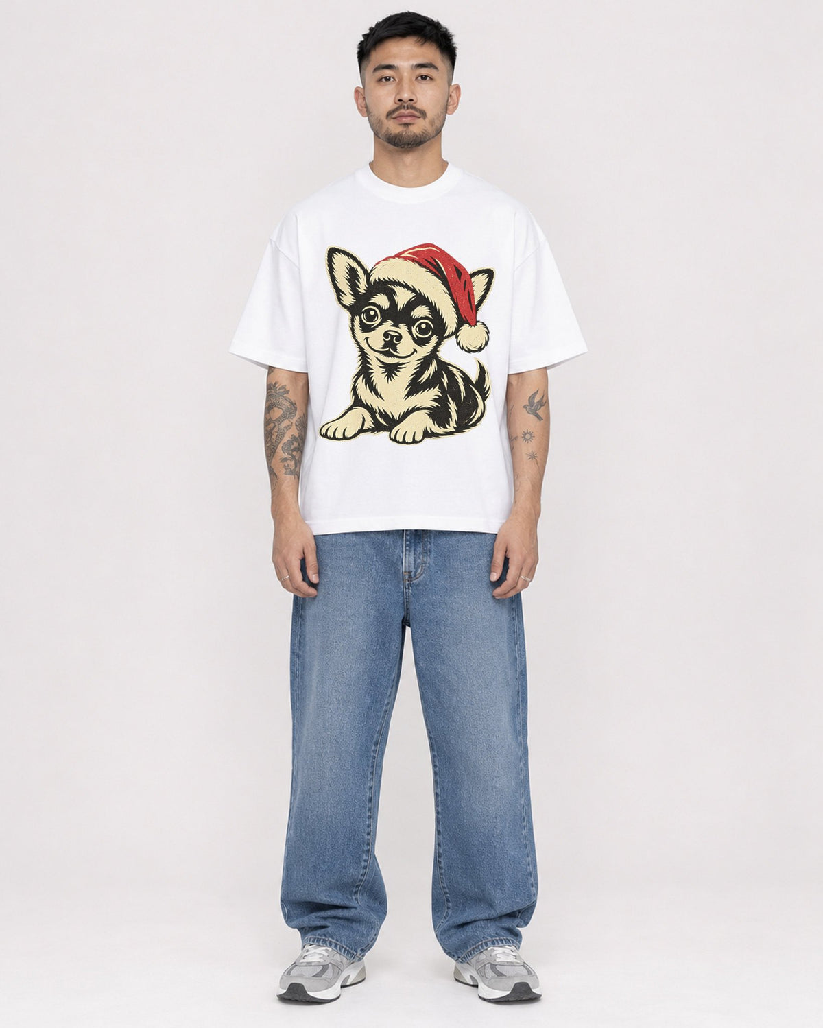 Mockup Boxy Heavyweight Tee White male full-body 12