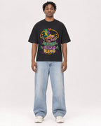 Mockup Boxy Heavyweight Tee Black male full-body 05