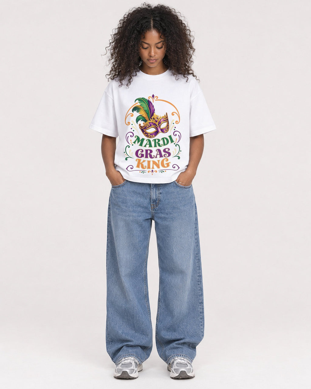 Mockup Boxy Heavyweight Tee White female full-body 05