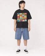 Mockup Boxy Heavyweight Tee Black male full-body 23