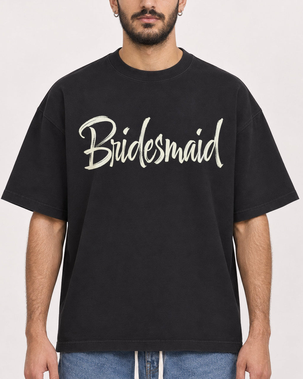 Mockup Boxy Heavyweight Tee Black male close-up 07