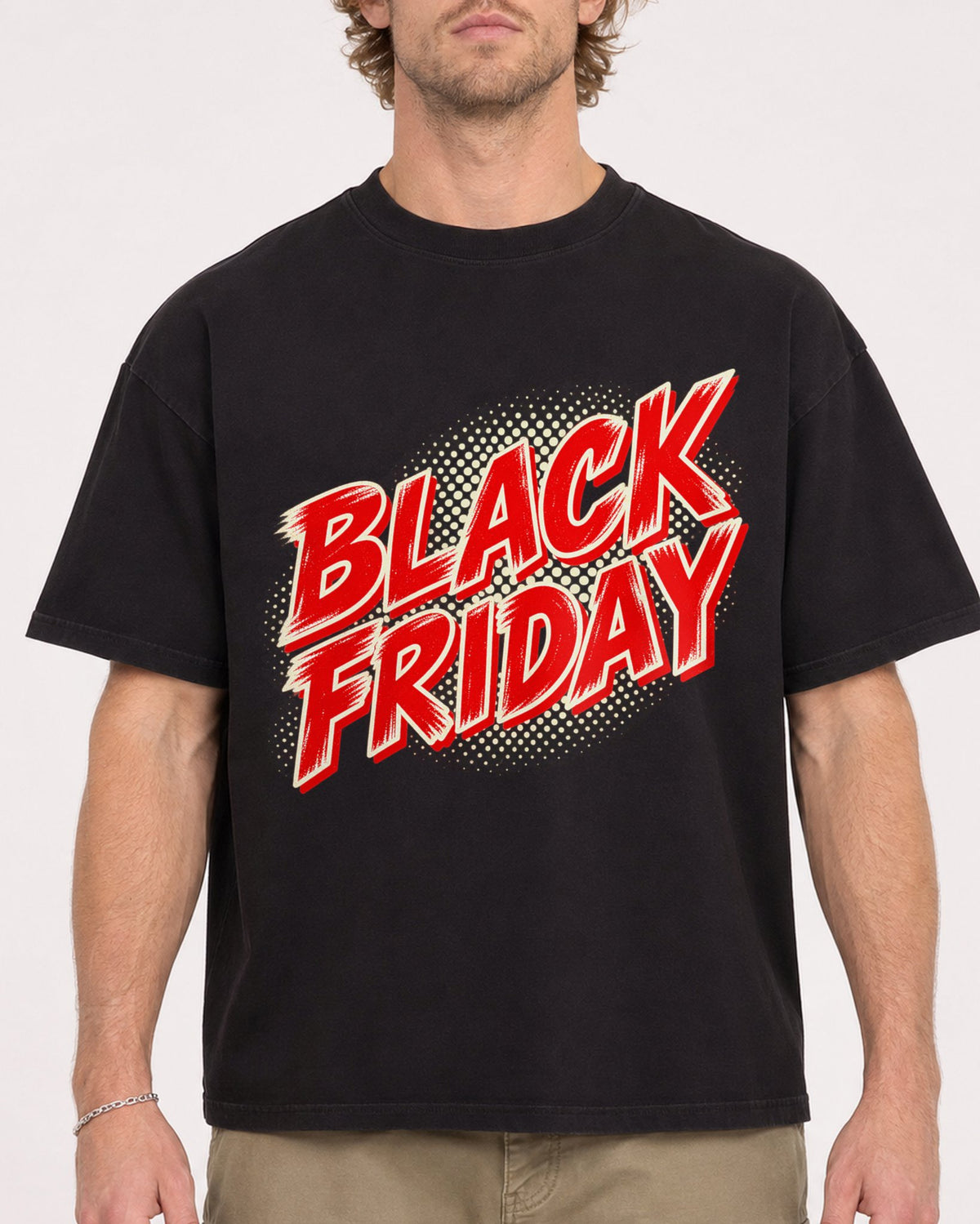 Mockup Boxy Heavyweight Tee Black male close-up 28