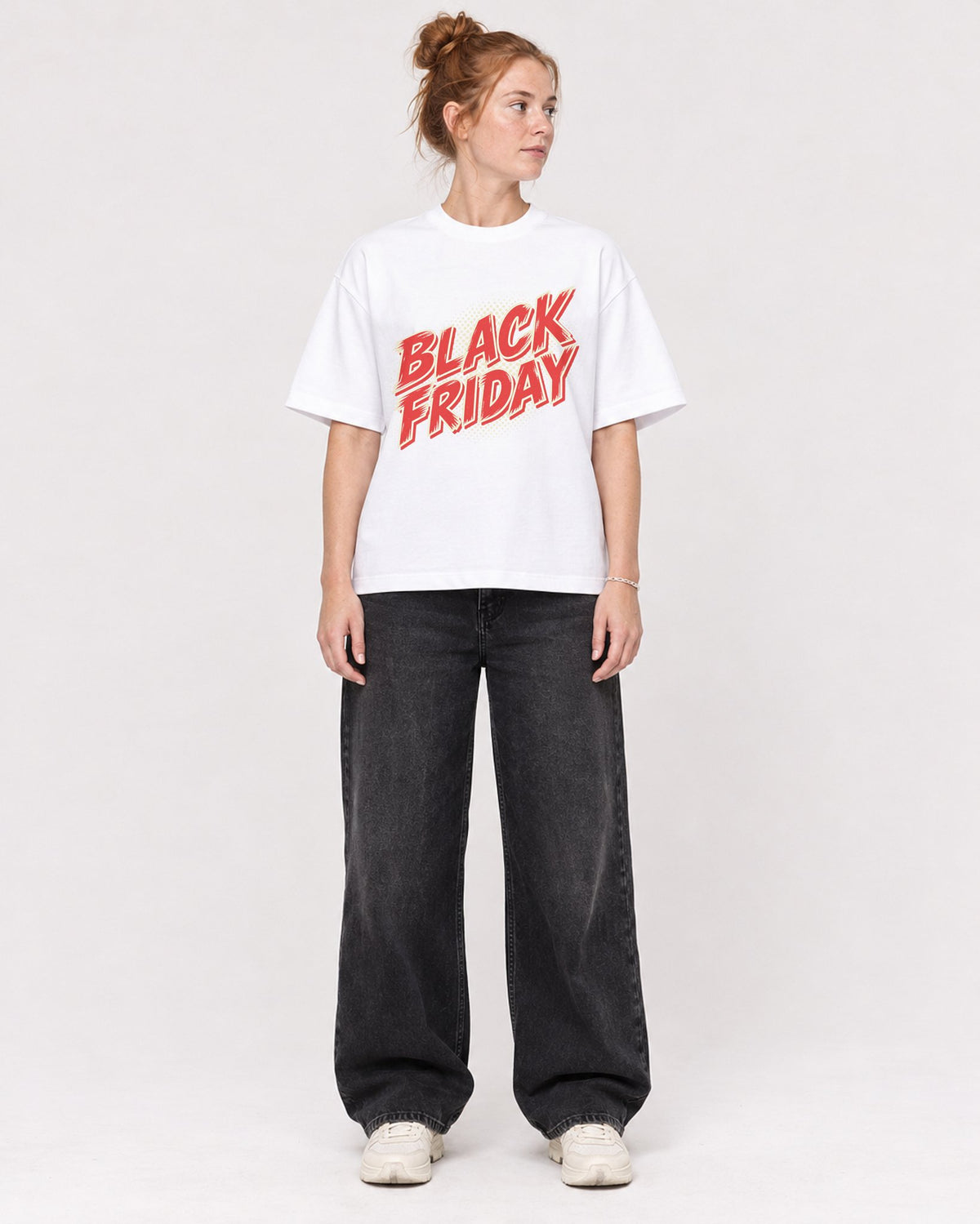 Mockup Boxy Heavyweight Tee White female full-body 28