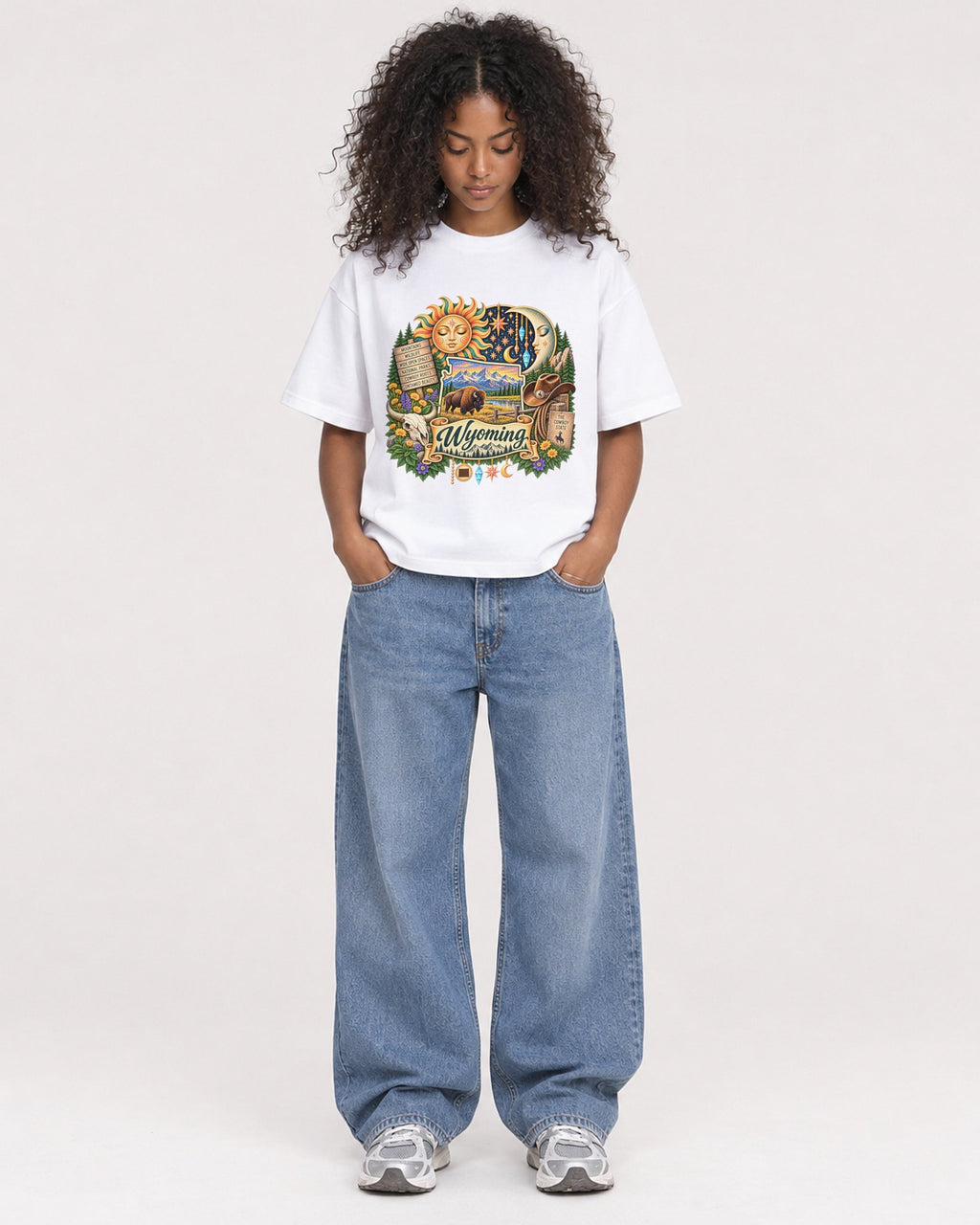 Mockup Boxy Heavyweight Tee White female full-body 05
