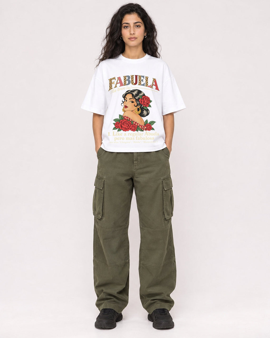 Mockup Boxy Heavyweight Tee White female full-body 07