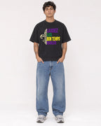 Mockup Boxy Heavyweight Tee Black male full-body 06