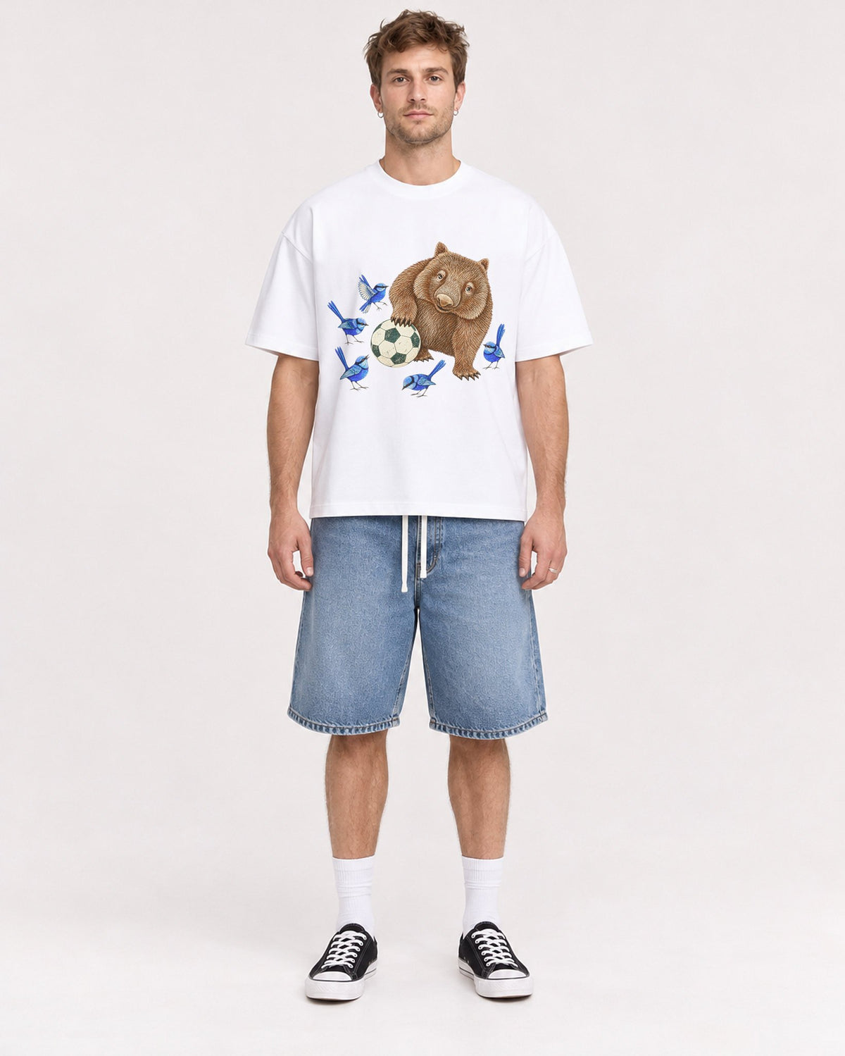 Mockup Boxy Heavyweight Tee White male full-body 08