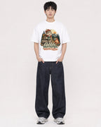Mockup Boxy Heavyweight Tee White male full-body 01