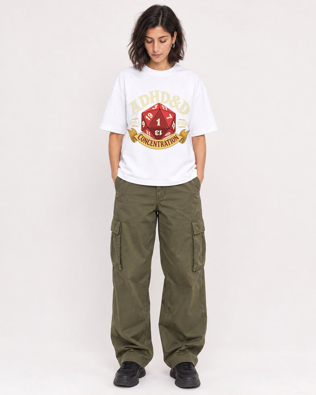 Mockup Boxy Heavyweight Tee White female full-body 37
